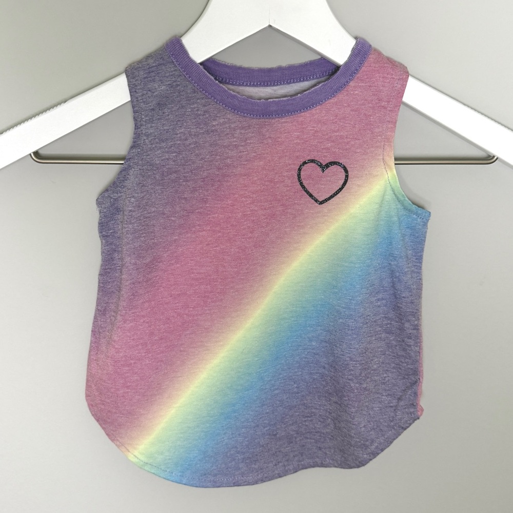 Chaser Toddler Girl Gradient Rainbow Heart Tank Top - 2 Years